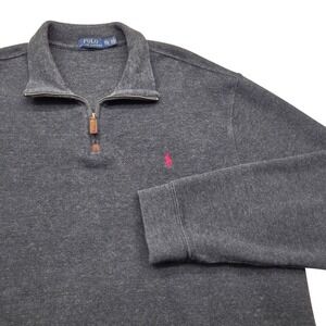 Polo Ralph Lauren Pullover Quarter Zip Sweatshirt Charcoal Grey Mens XXL